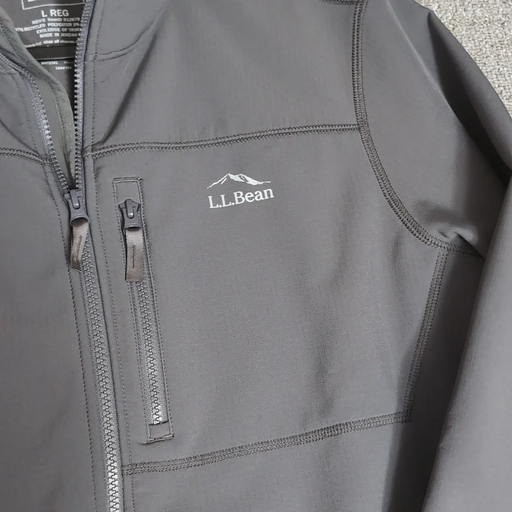 L.L. Bean Windproof Soft Shell Jacket Size Large In Alloy Gray Fleece Lined - Picture 4 of 13
